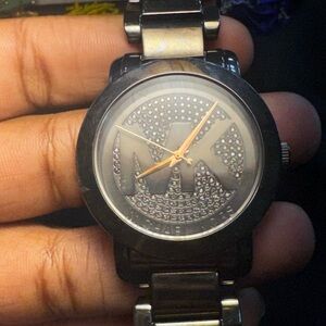Michael Kors Black and Silver Crystal Watch